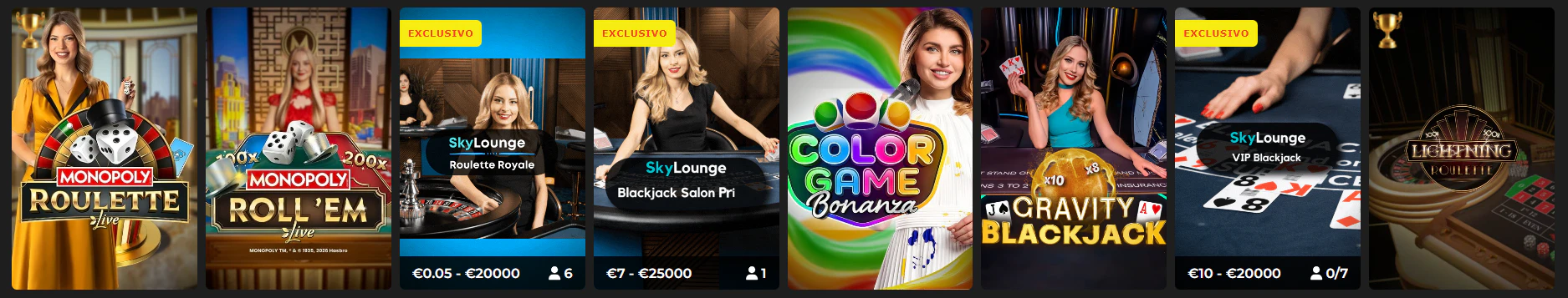 Juegos de casino y mesas con crupier en vivo dentro de Casino Extra